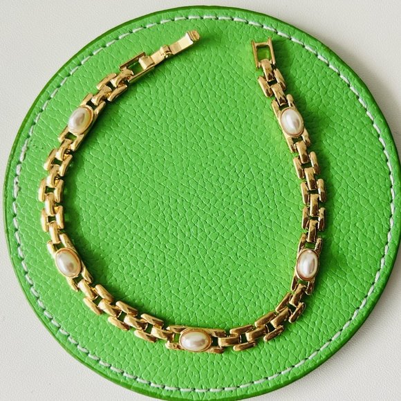 Bridge Jewelry - Vintage Bead of Rice Bracelet with faux Pearl, Fine workmanship - Picture 5 of 7